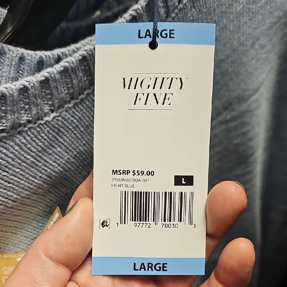 Mighty Fine Light Blue Sweater with Red Lobster Design - Picture 3 of 3